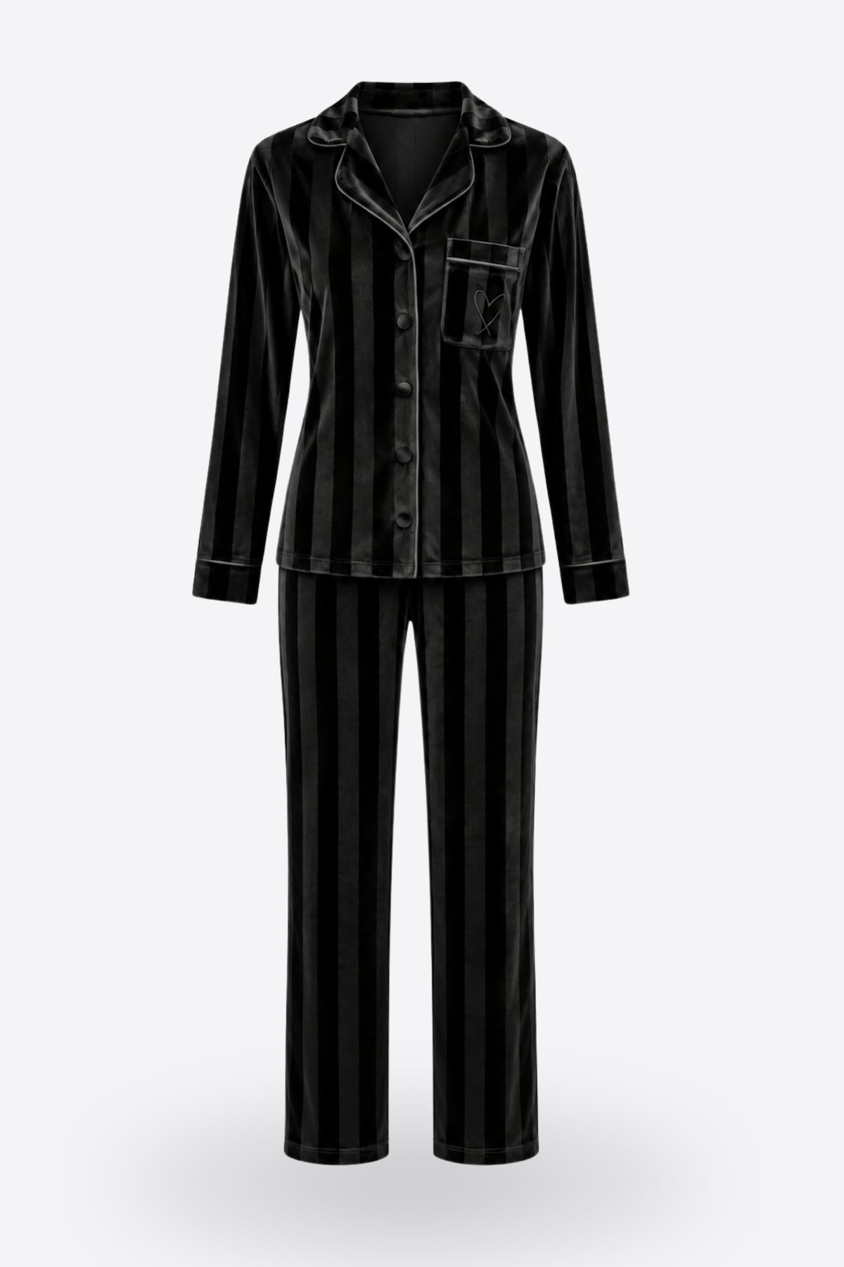 Дамски кадифен комплект пижама CHIARA VELVET BLACK от две части