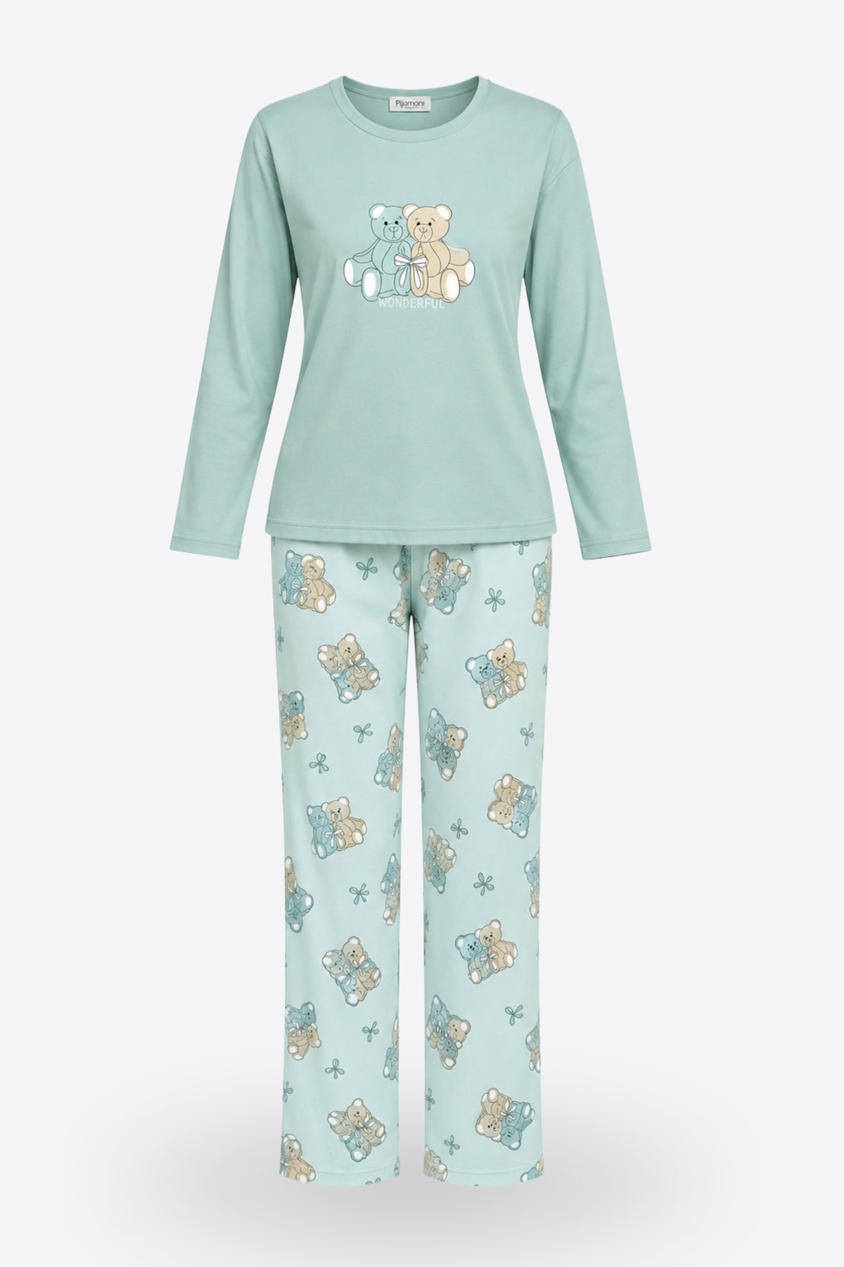 Дамска зимна пижама COCO MINT BEAR от две части блуза с дълъг ръкав и панталон