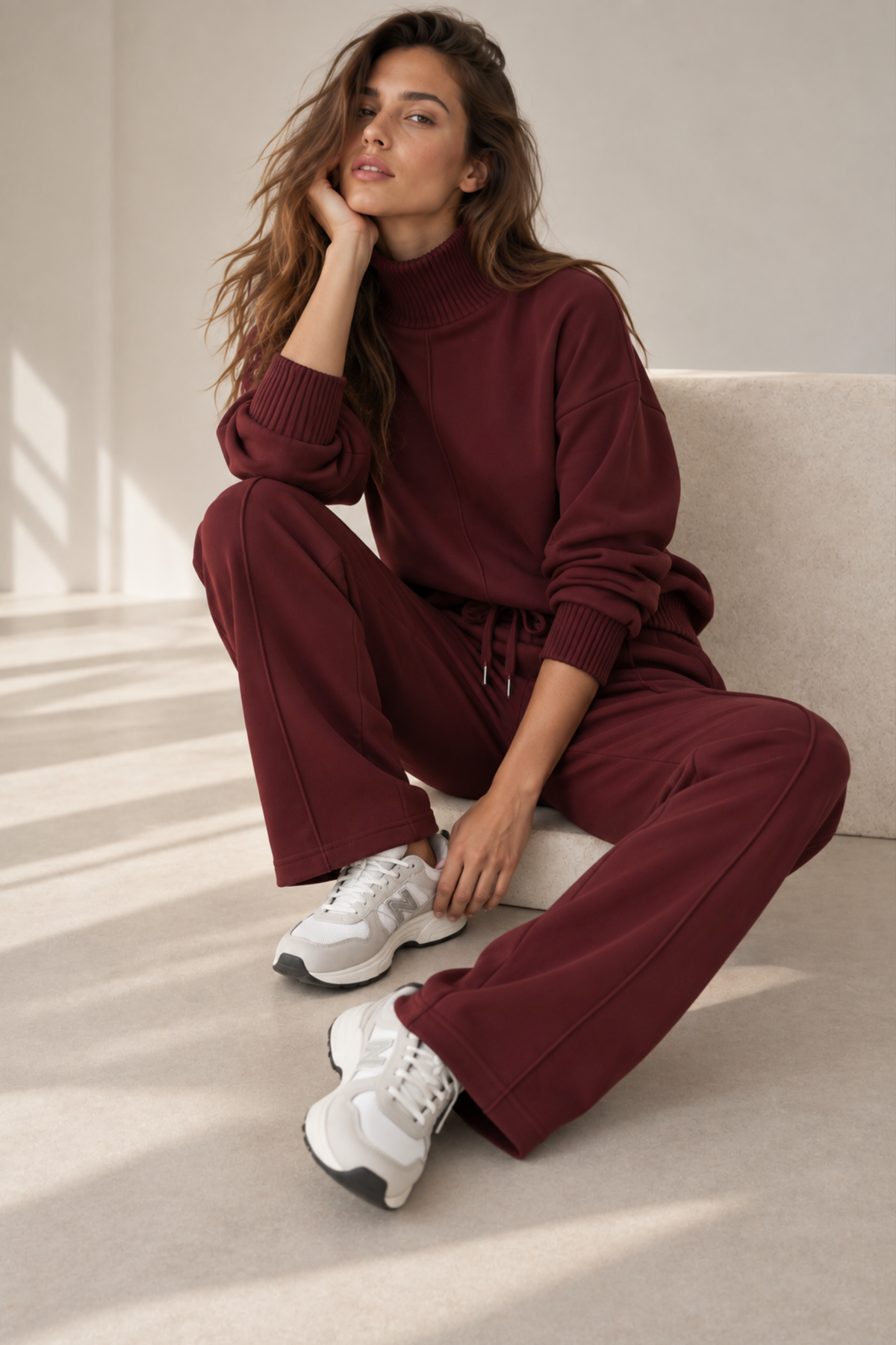 Дамски спортен комплект KAI BURGUNDY две части термично стабилизиран памук