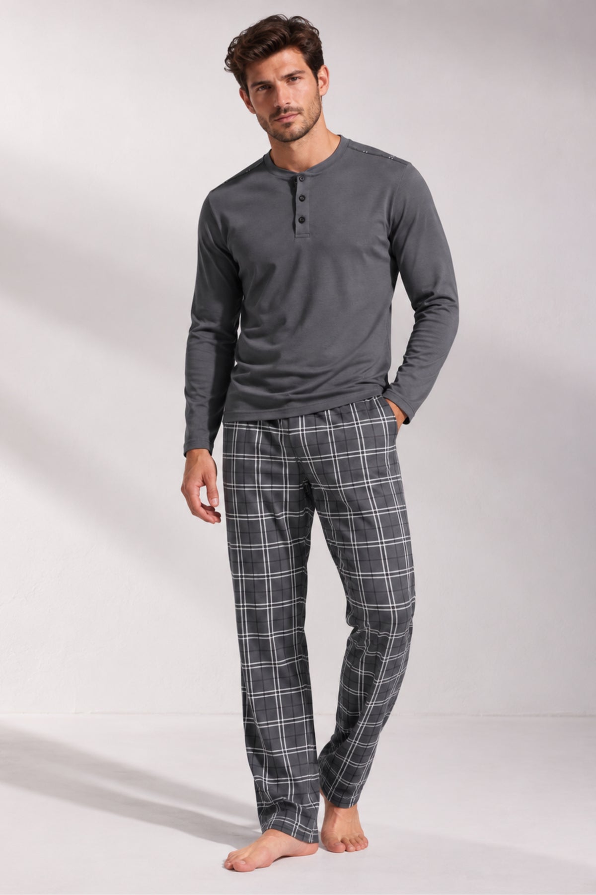 Мъжка пижама комплект ROCCO MEN GREY от две части