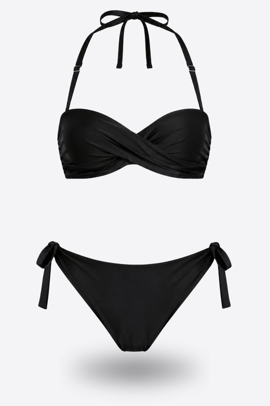 Бански комплект MAYA PUSH UP BLACK бриджитка и бикина с връзване