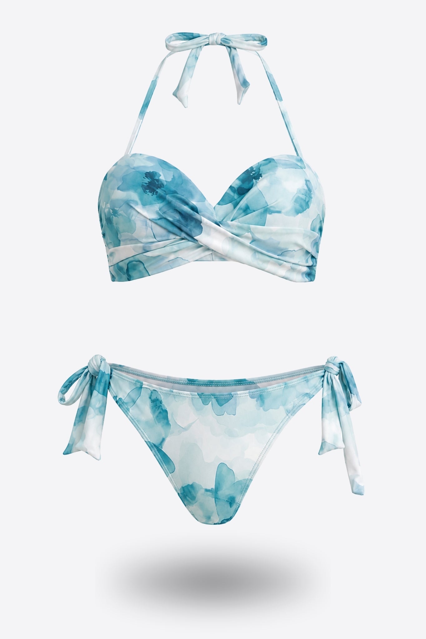 Бански комплект MAYA PUSH UP AQUARELLE бриджитка и бикина с връзване