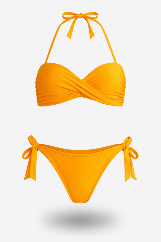 Бански комплект MAYA PUSH UP PUMPKIN бриджитка и бикина с връзване