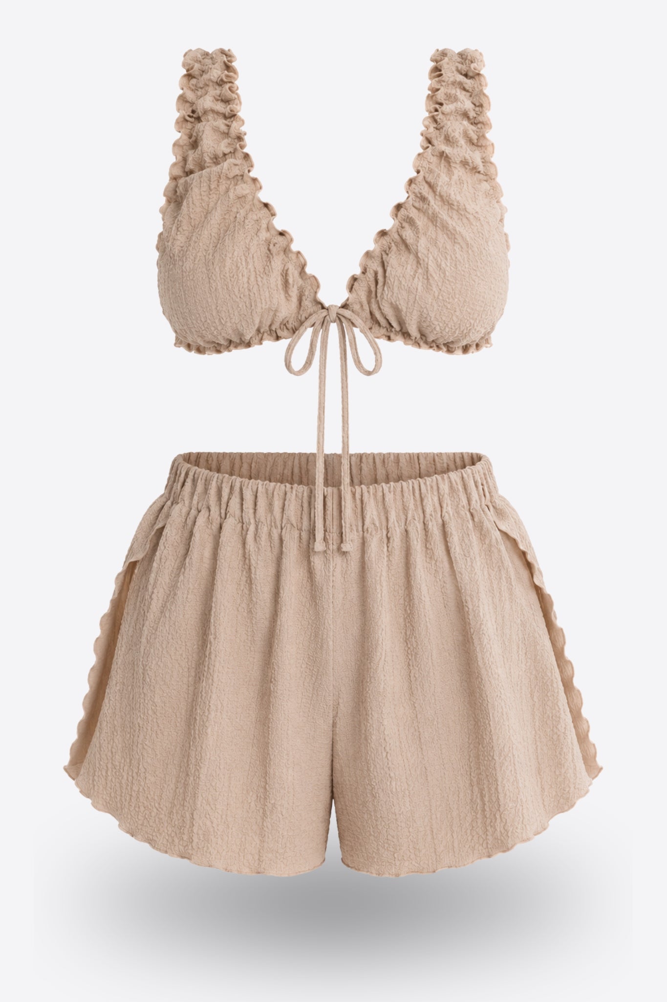 Дамски сет CHELSY BEIGE SAND от гофрирана бързосъхнеща материя