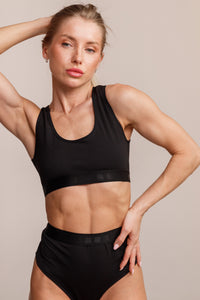 NOVA BLACK спортно бюстие с отворен гръб от памук