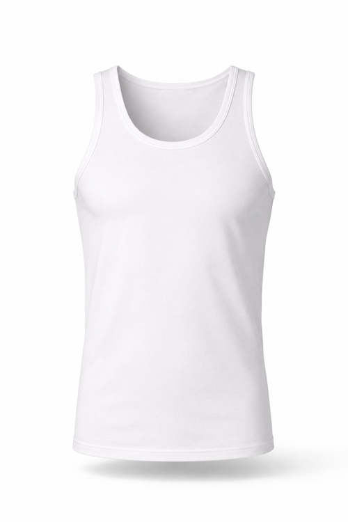 Premium Fit WHITE мъжки потник от памук с еластан