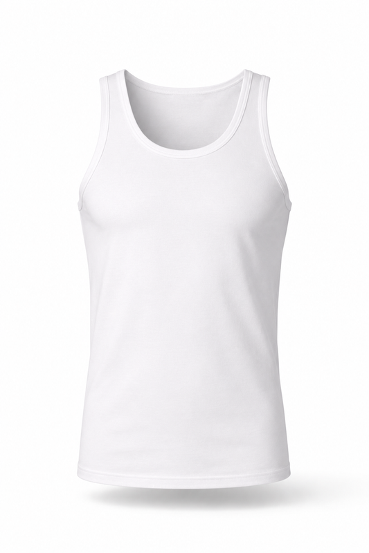 Premium Fit WHITE мъжки потник от памук с еластан