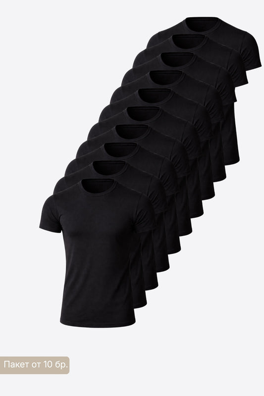 10 PACK Comfort SlimFit BLACK мъжка тениска от памук с еластан