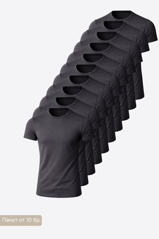 10 PACK Comfort SlimFit GREY мъжка тениска от памук с еластан