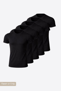 5 PACK Comfort SlimFit BLACK мъжка тениска от памук с еластан