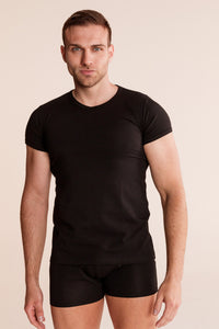 Comfort SlimFit BLACK мъжка тениска от памук с еластан