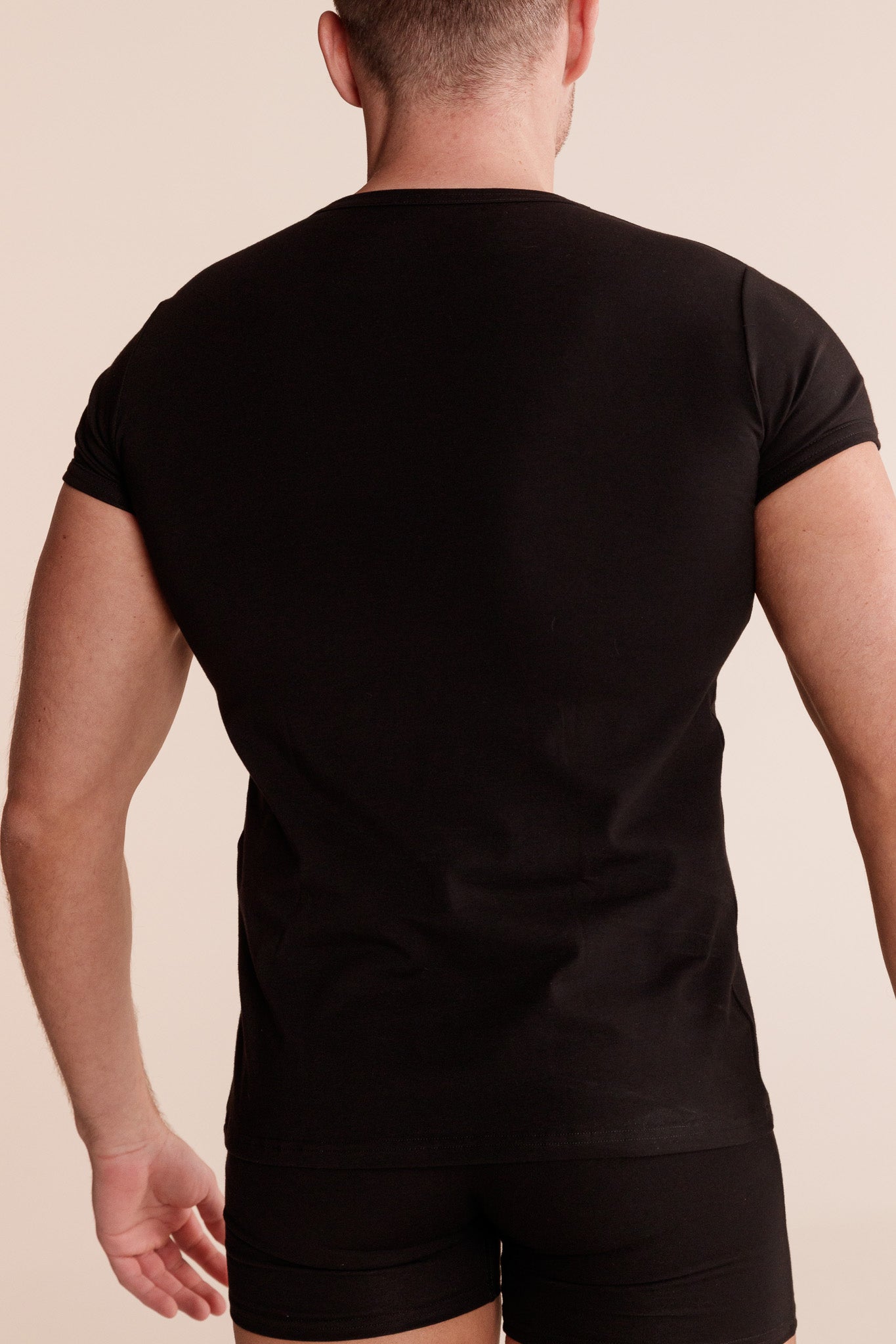 10 PACK Comfort SlimFit BLACK мъжка тениска от памук с еластан