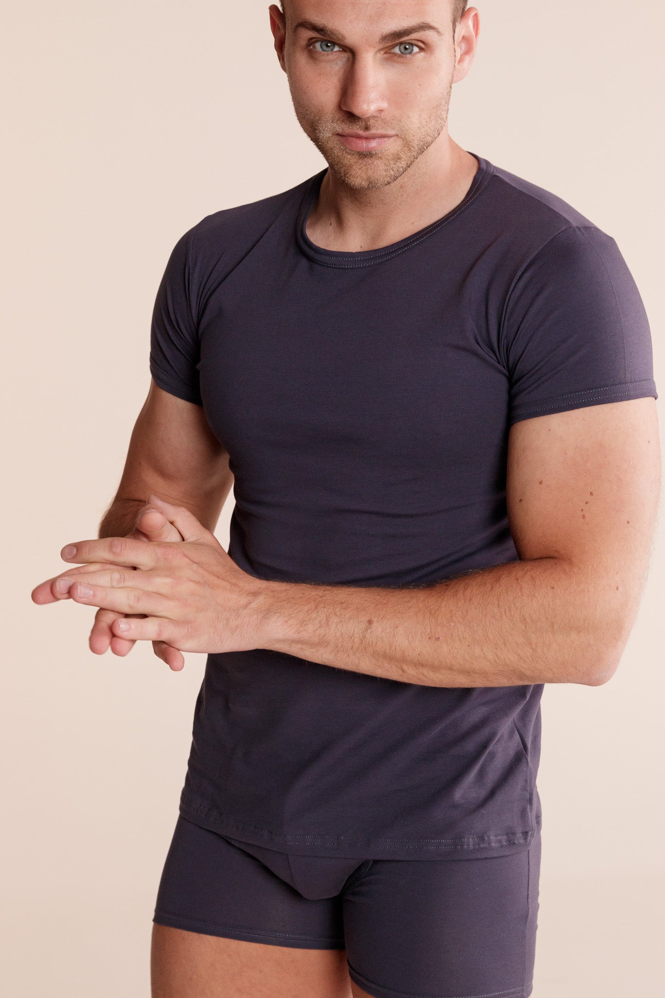 Comfort SlimFit GREY мъжка тениска от памук с еластан