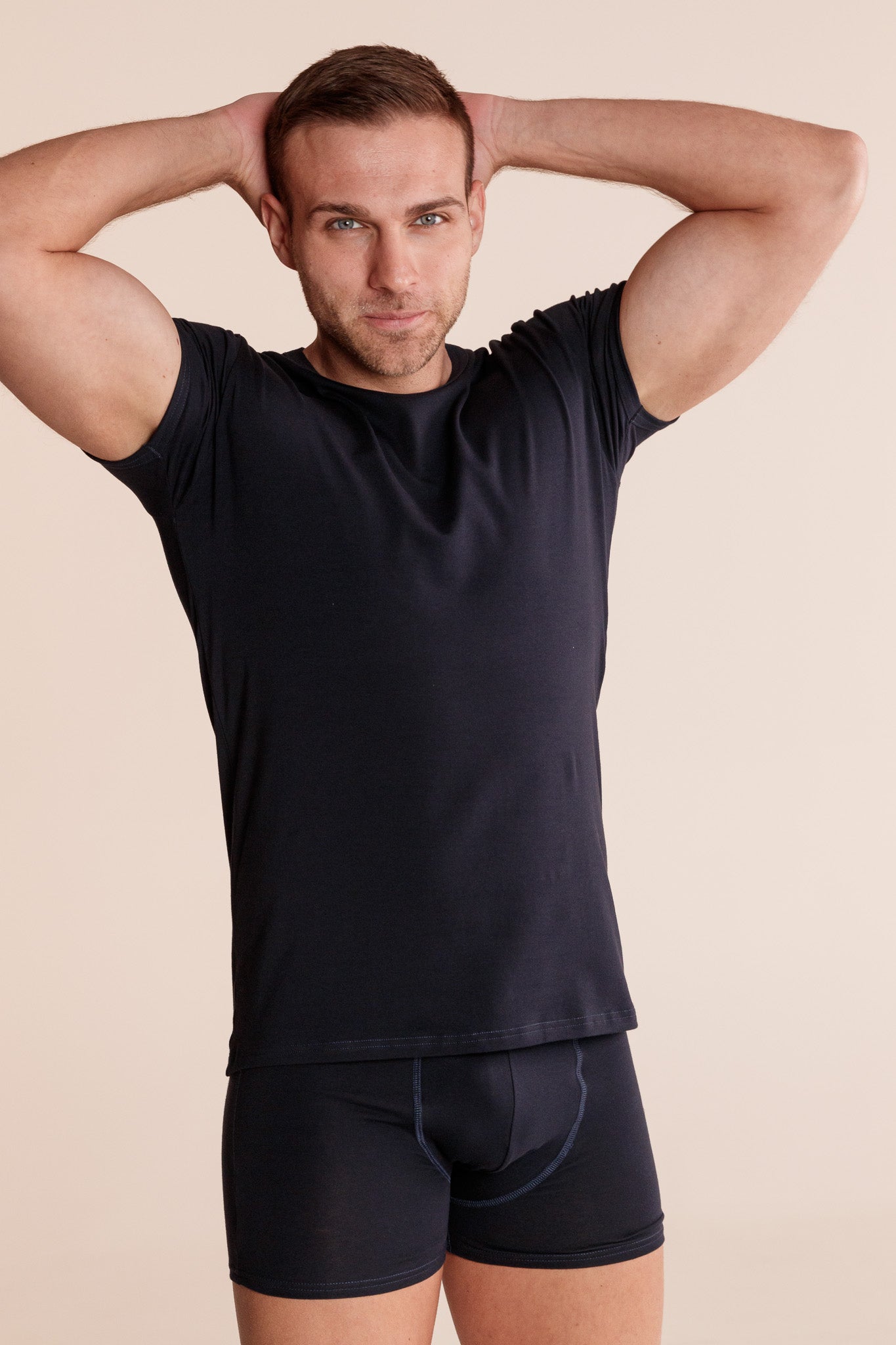 Comfort SlimFit NAVY мъжка тениска от памук с еластан