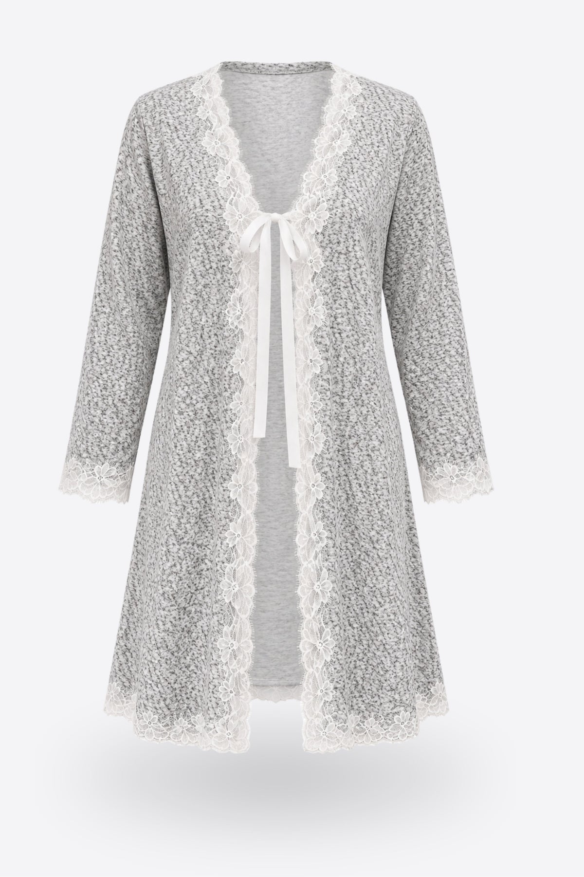 Дамски комплект ALBA LIGHT GREY COZY от три части халат, блуза и панталон
