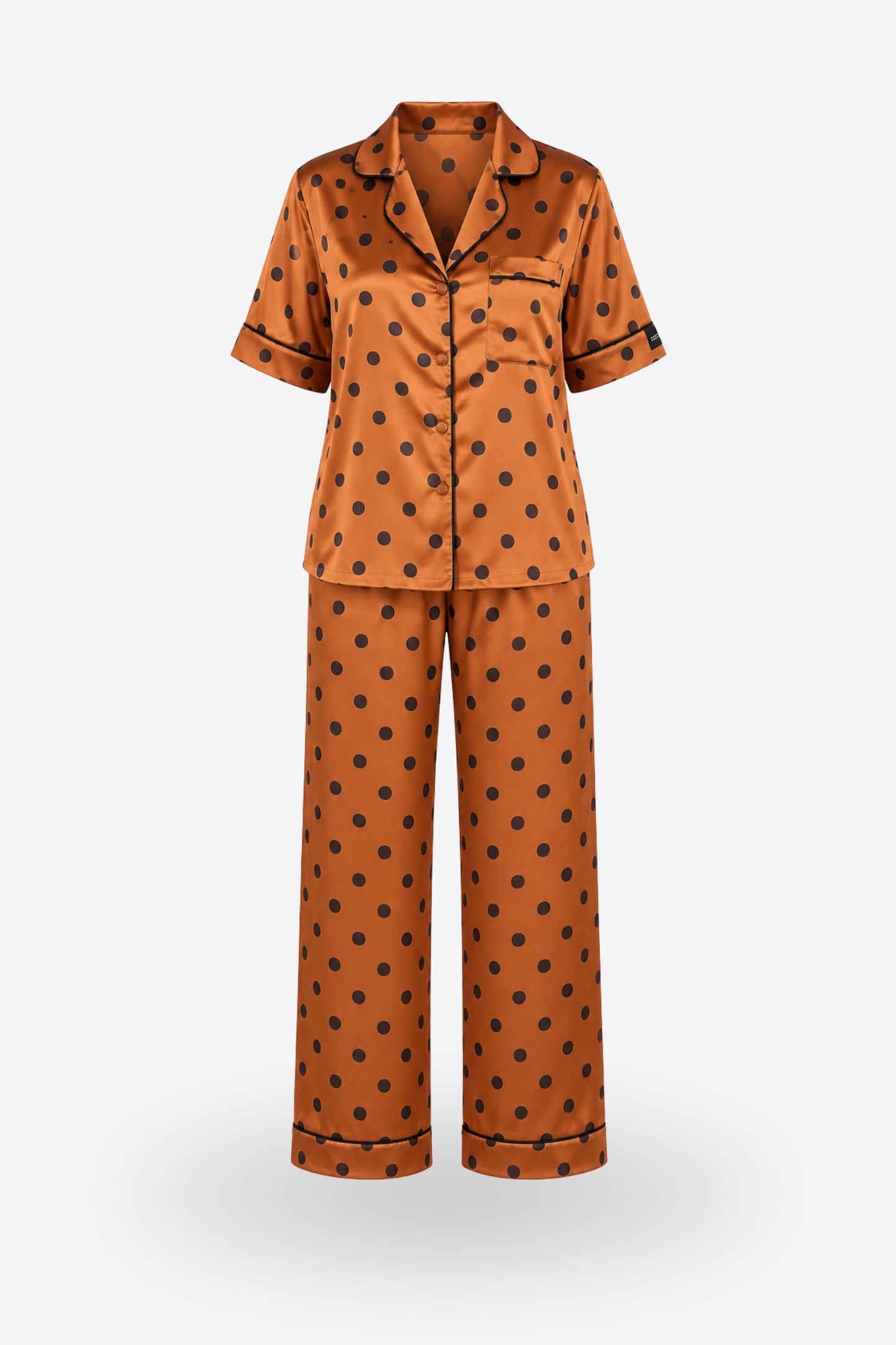 Пижама комплект CARLA GINGER DOTS с къс ръкав и панталон от сатен