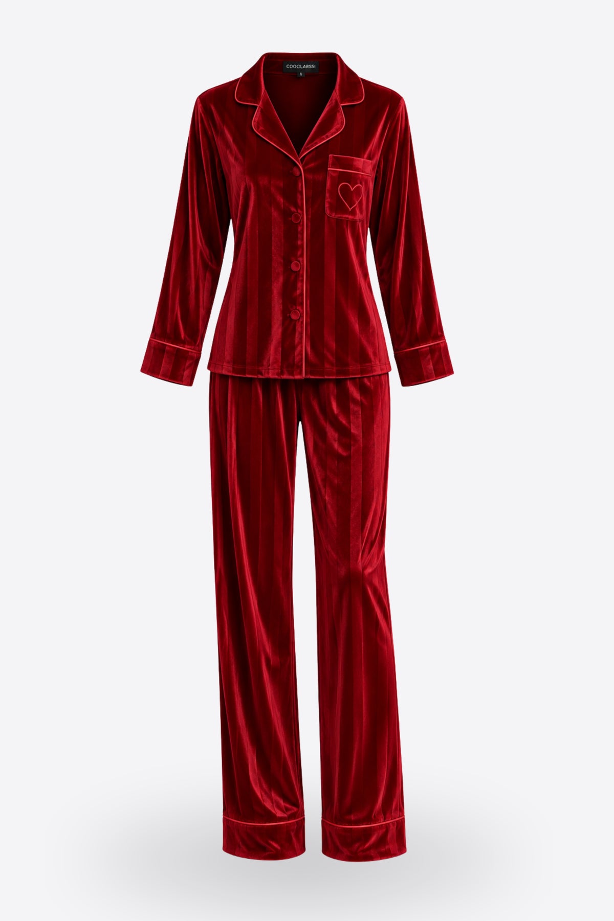 Дамски кадифен комплект пижама CHIARA VELVET MAROON от две части