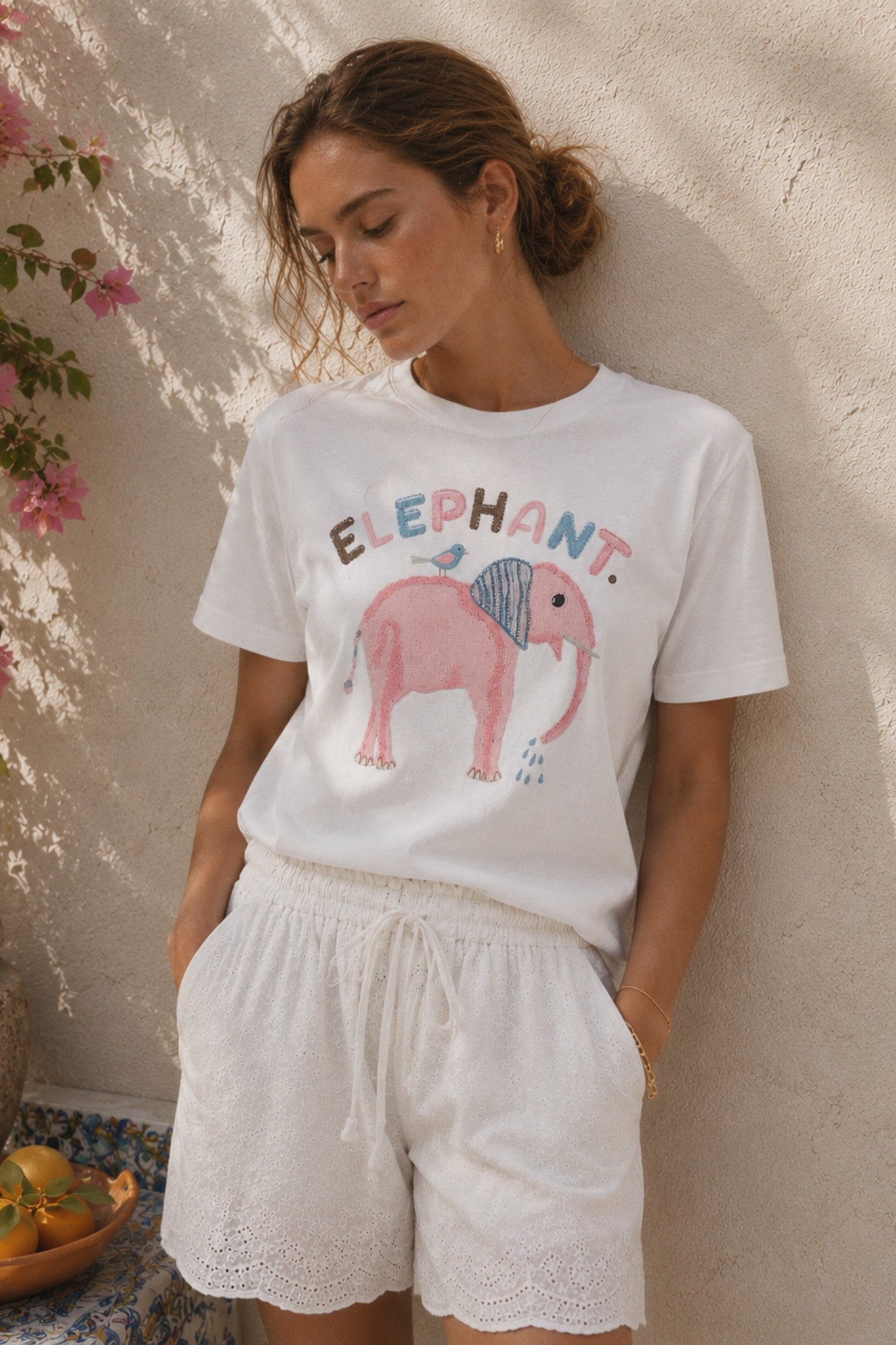 ELEPHANT WHITE тениска от 100% памук
