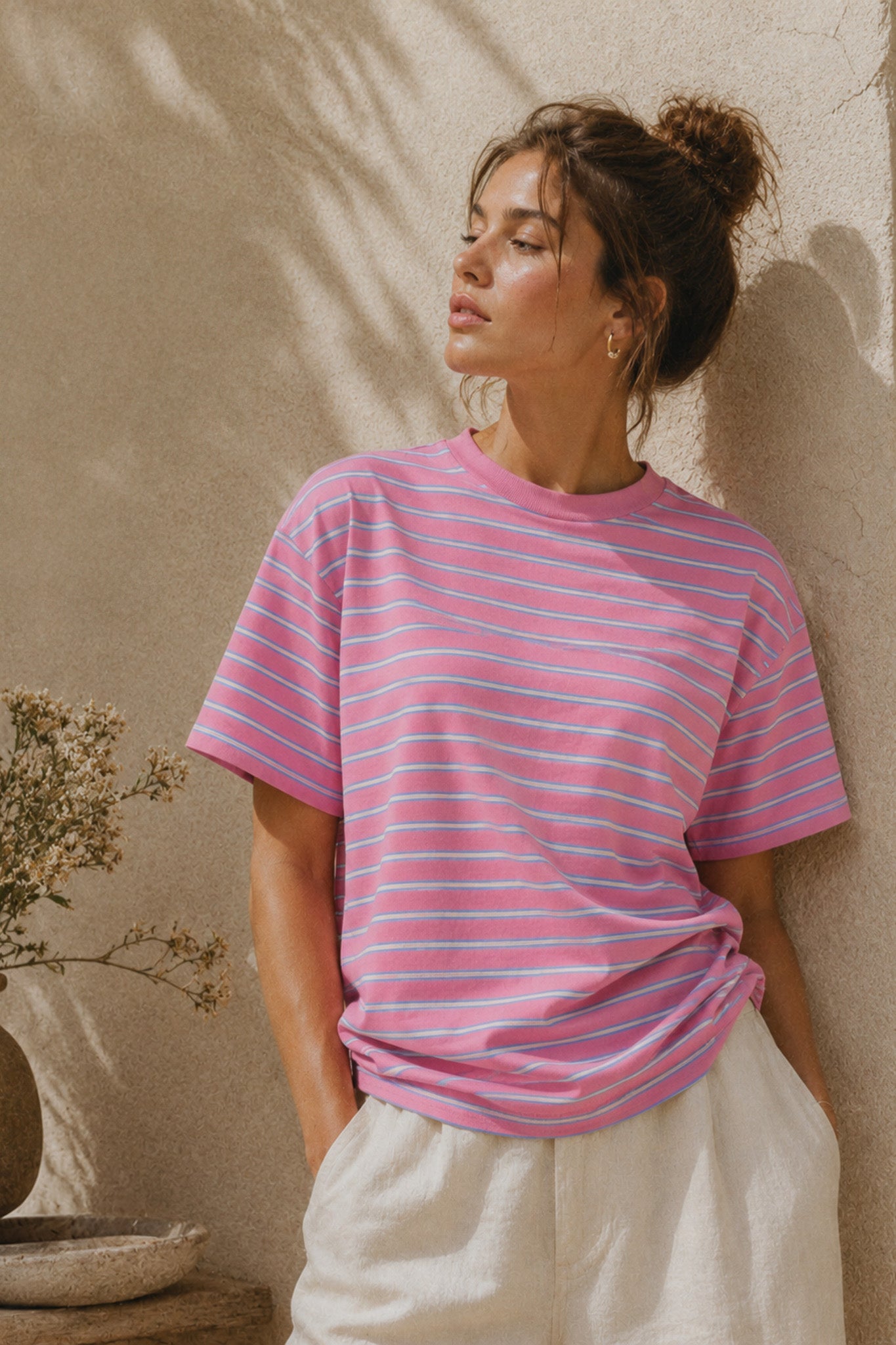 STRIPE PINK Oversize тениска от 100% памук