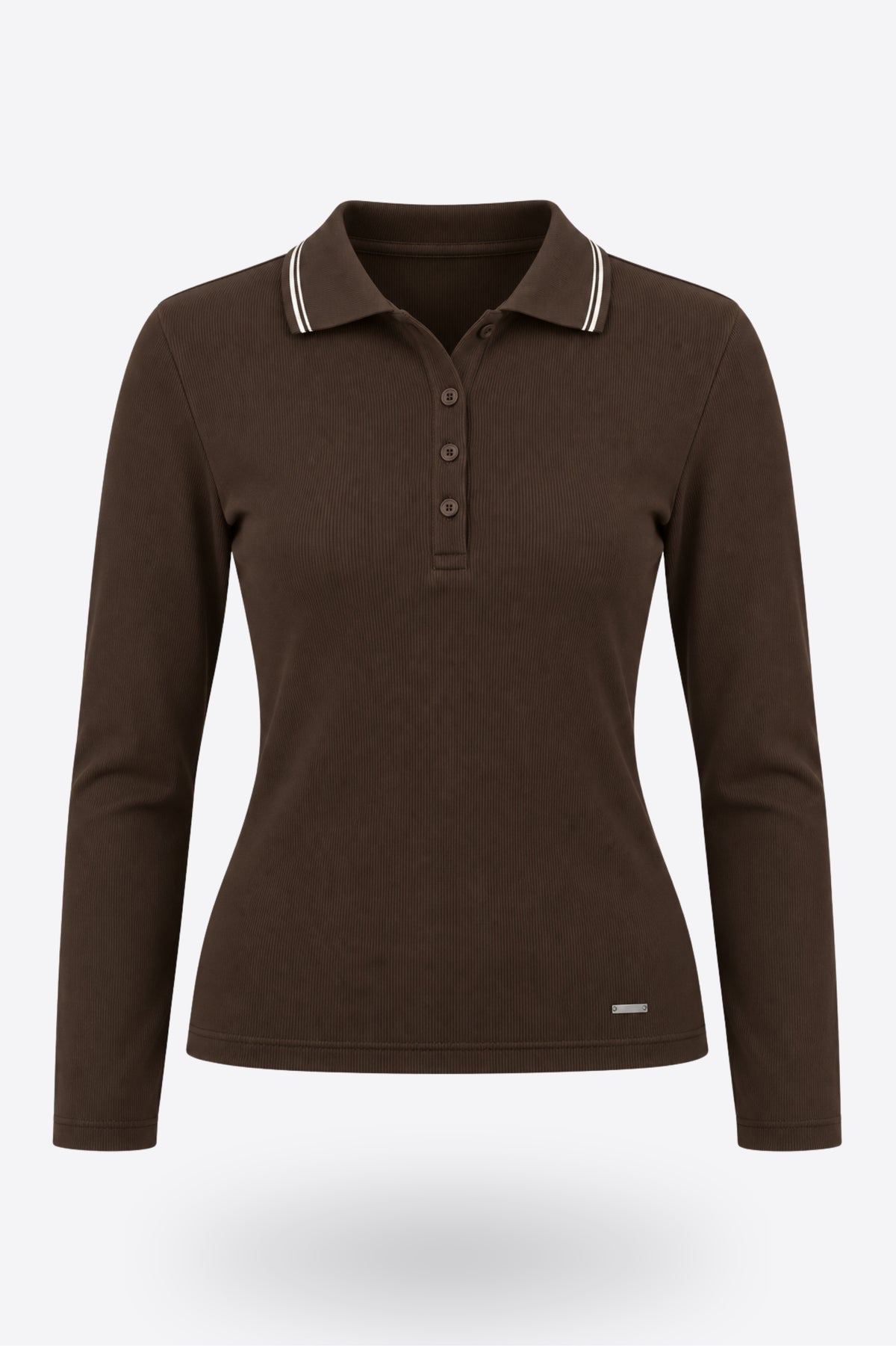 Дамска спортна ризка LOREN RIB SHIRT CHOCOLATE рипсена материя от памук