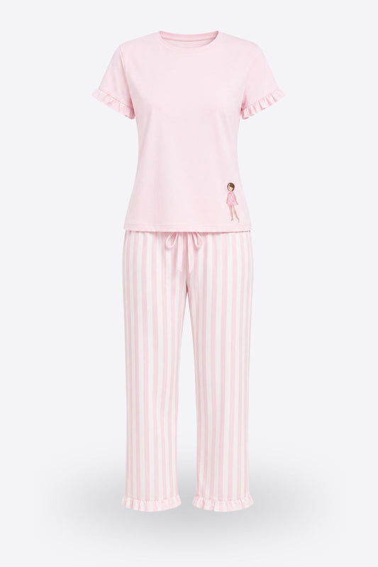 Пижама комплект GIRLY CANDY от памук с тениска и дълъг панталон