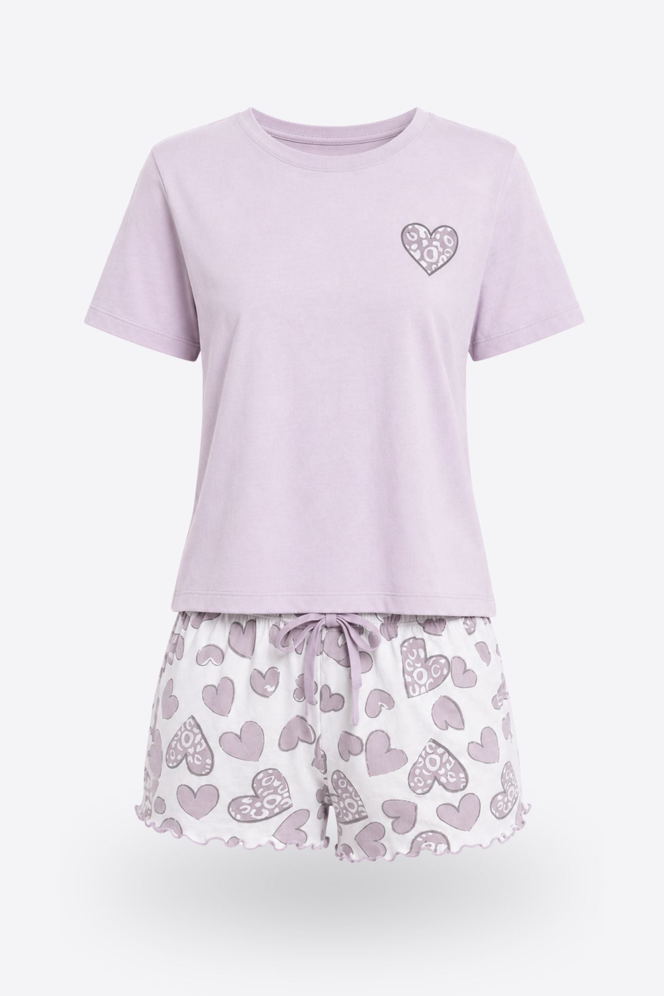 Пижама комплект LOVE PURPLE с тениска и къси панталонки