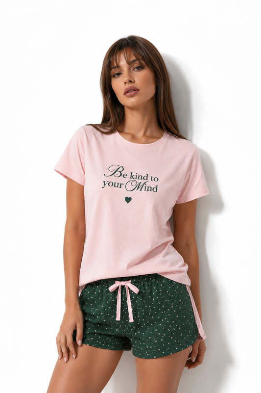 Пижама комплект SHORT DREAM PINK с тениска и къси панталонки