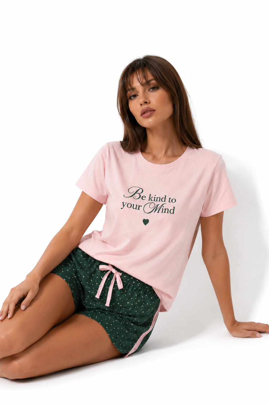 Пижама комплект SHORT DREAM PINK с тениска и къси панталонки
