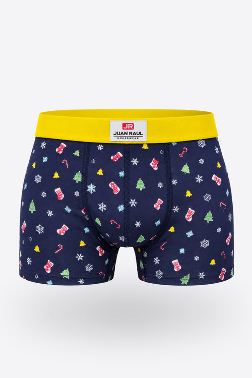 Мъжки коледен боксер RAUL BOXER XMAS NAVY с външен ластик от памук и еластан