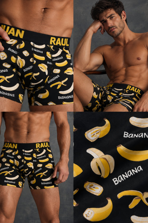 Мъжки боксер RAUL BOXER BANANA с външен ластик от памук и еластан