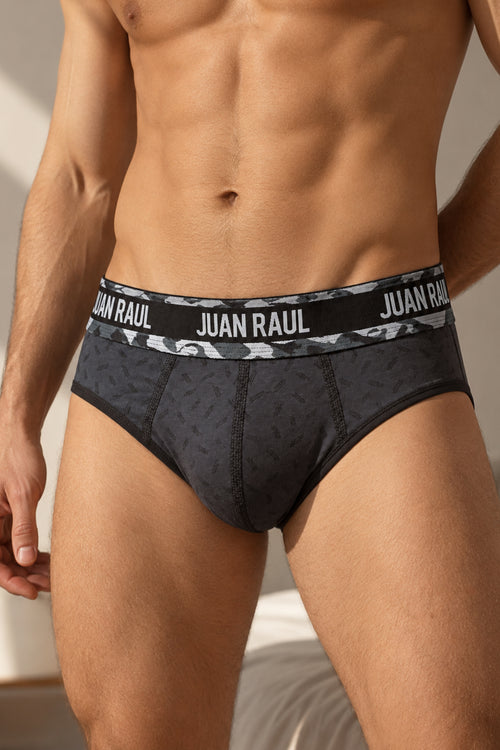 Мъжки слип RAUL BRIEFS GRAPHITE с външен ластик от памук и еластан