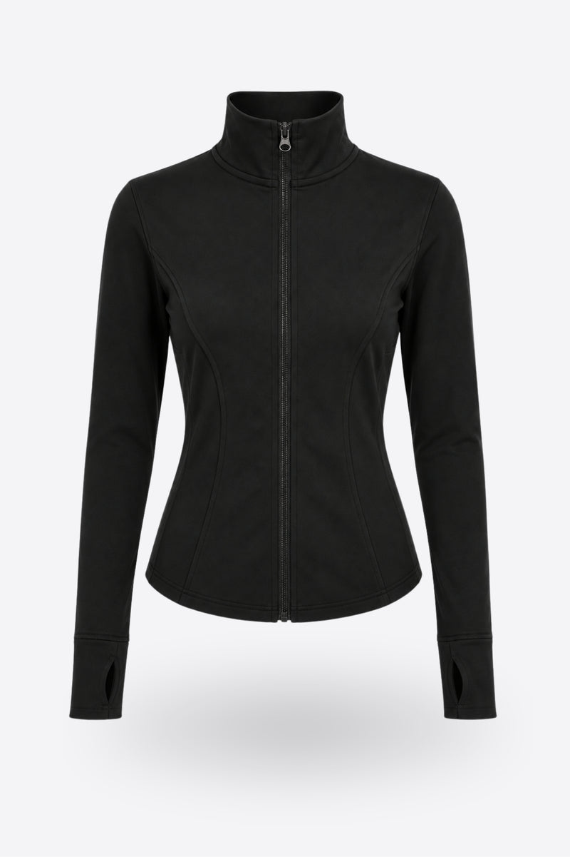 Дамско горнище LEONA ZIP TOP BLACK памук и вискоза