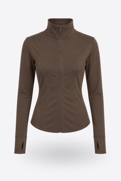 Дамско горнище LEONA ZIP TOP CHOCOLATE памук и вискоза