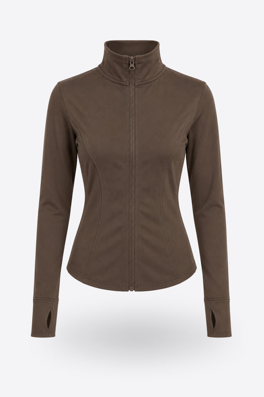 Дамско горнище LEONA ZIP TOP CHOCOLATE памук и вискоза