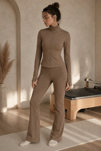 Дамски клин LEONA WIDE LEG MOCHA памук и вискоза