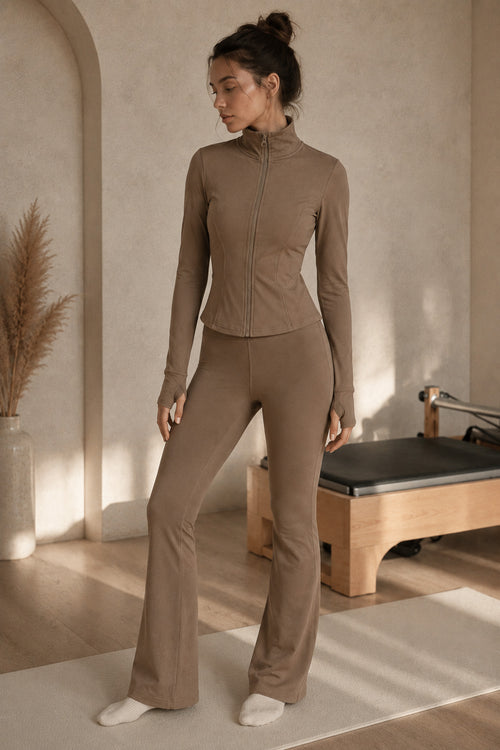Дамски клин LEONA WIDE LEG MOCHA памук и вискоза