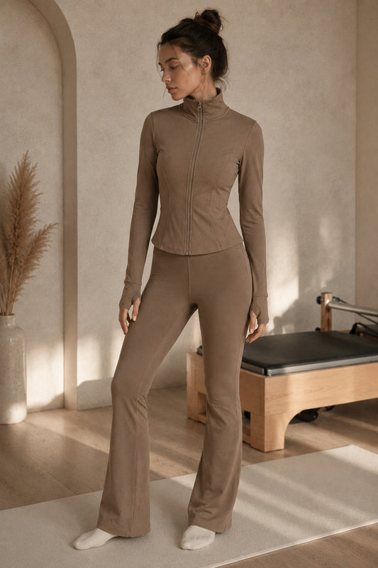 Дамски клин LEONA WIDE LEG MOCHA памук и вискоза