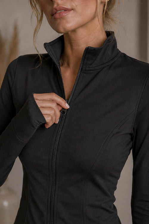 Дамско горнище LEONA ZIP TOP BLACK памук и вискоза