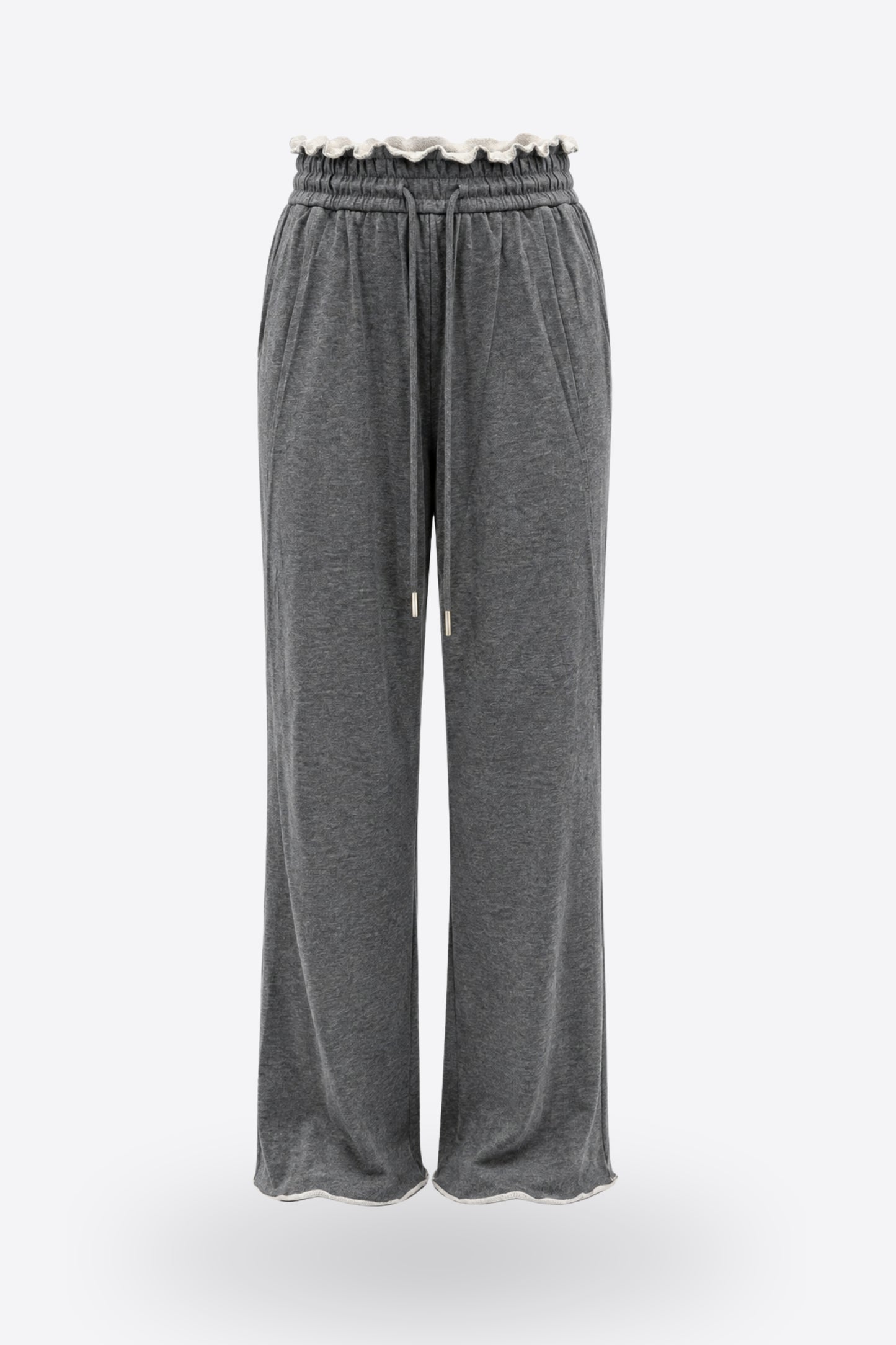 Дамско спортно долнище LULY DARK GREY широк крачол от вискоза