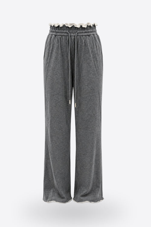 Дамско спортно долнище LULY DARK GREY широк крачол от вискоза