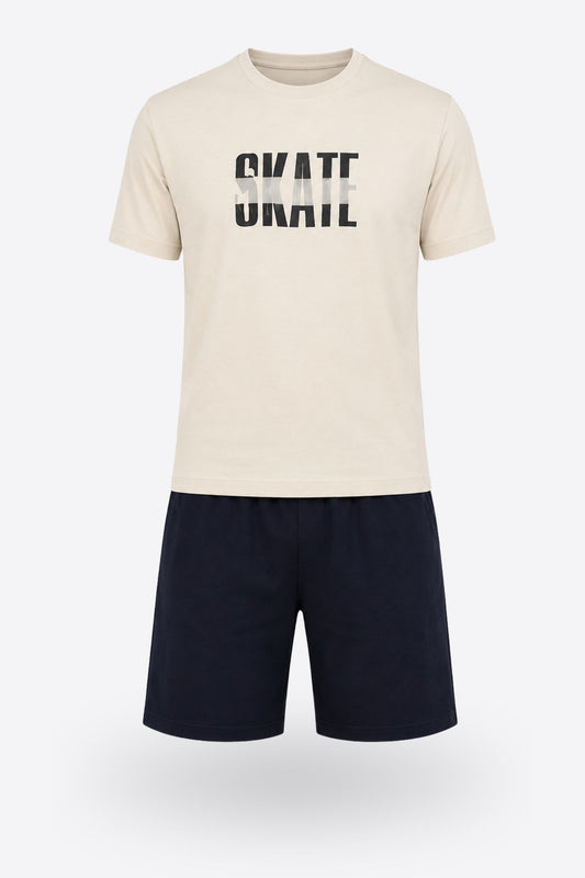 Мъжка лятна пижама BEIGE от памук