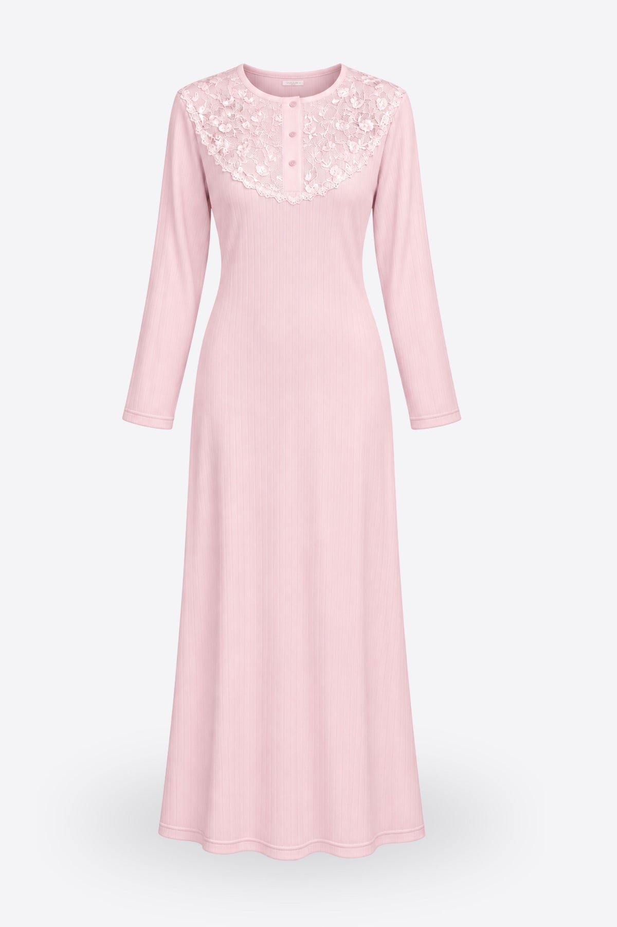 Дамски комплект халат и нощница NAIA BABY PINK от две части фино плетиво