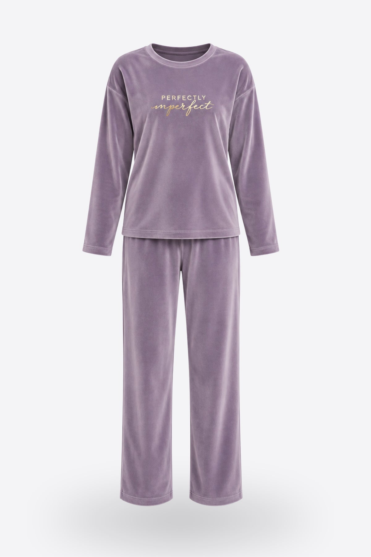 Дамска кадифена пижама FRANSIZ VELVET LILAC от две части