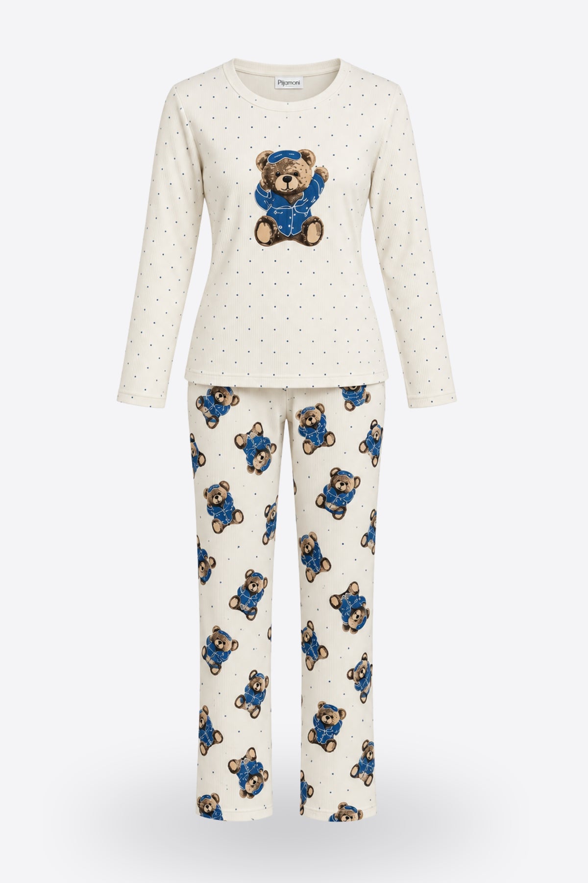 Дамска зимна пижама COZY WINTER WHITE от две части блуза с дълъг ръкав и панталон