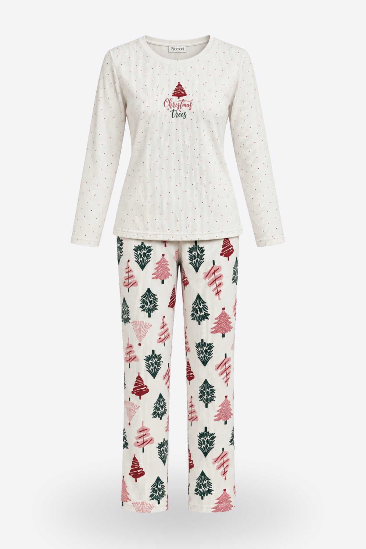 Дамска зимна пижама COZY WINTER IVORY от две части блуза с дълъг ръкав и панталон