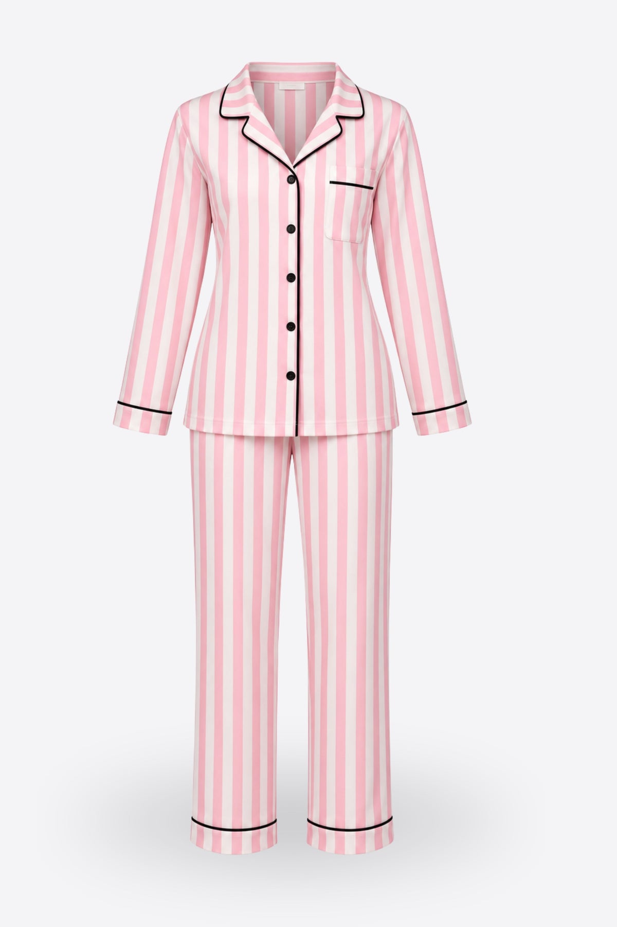 Дамски комплект ROCIO PINK STRIPES от три части халат, риза и панталон