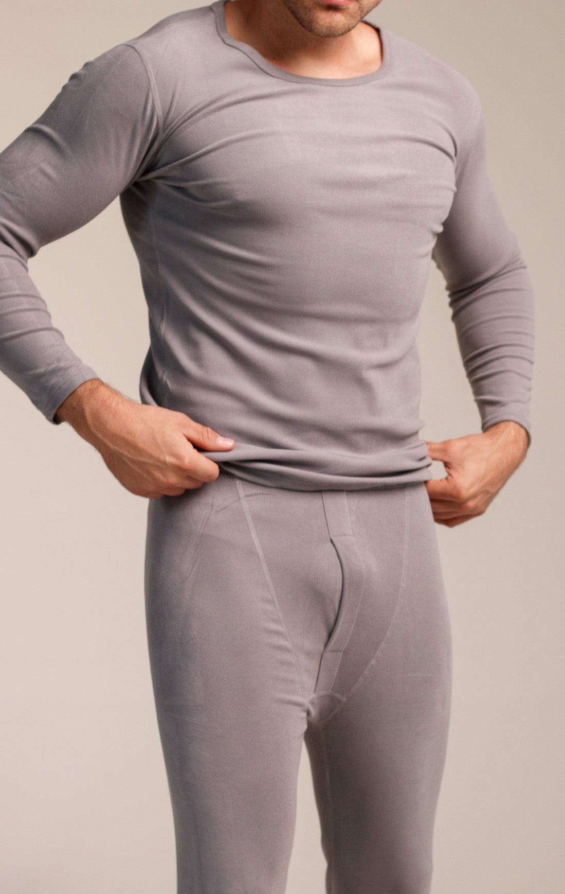 Мъжки сет термо бельо THERMA MEN GREY от две части блуза с дълъг ръкав и клин