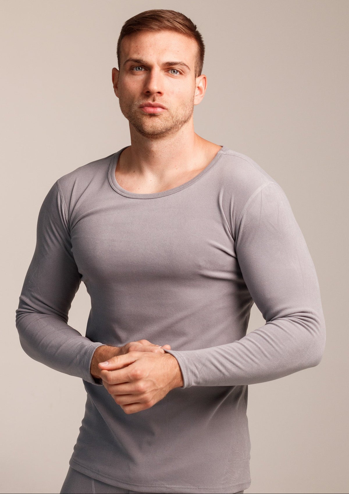 Мъжки сет термо бельо THERMA MEN GREY от две части блуза с дълъг ръкав и клин