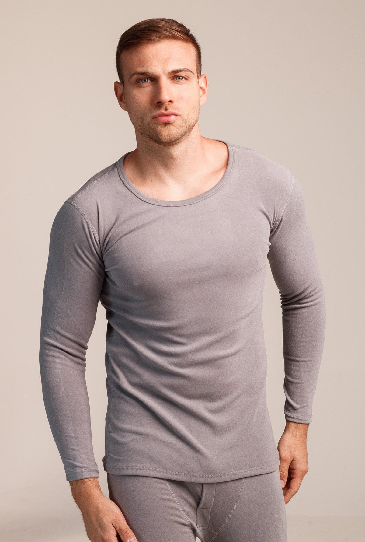Мъжки сет термо бельо THERMA MEN GREY от две части блуза с дълъг ръкав и клин