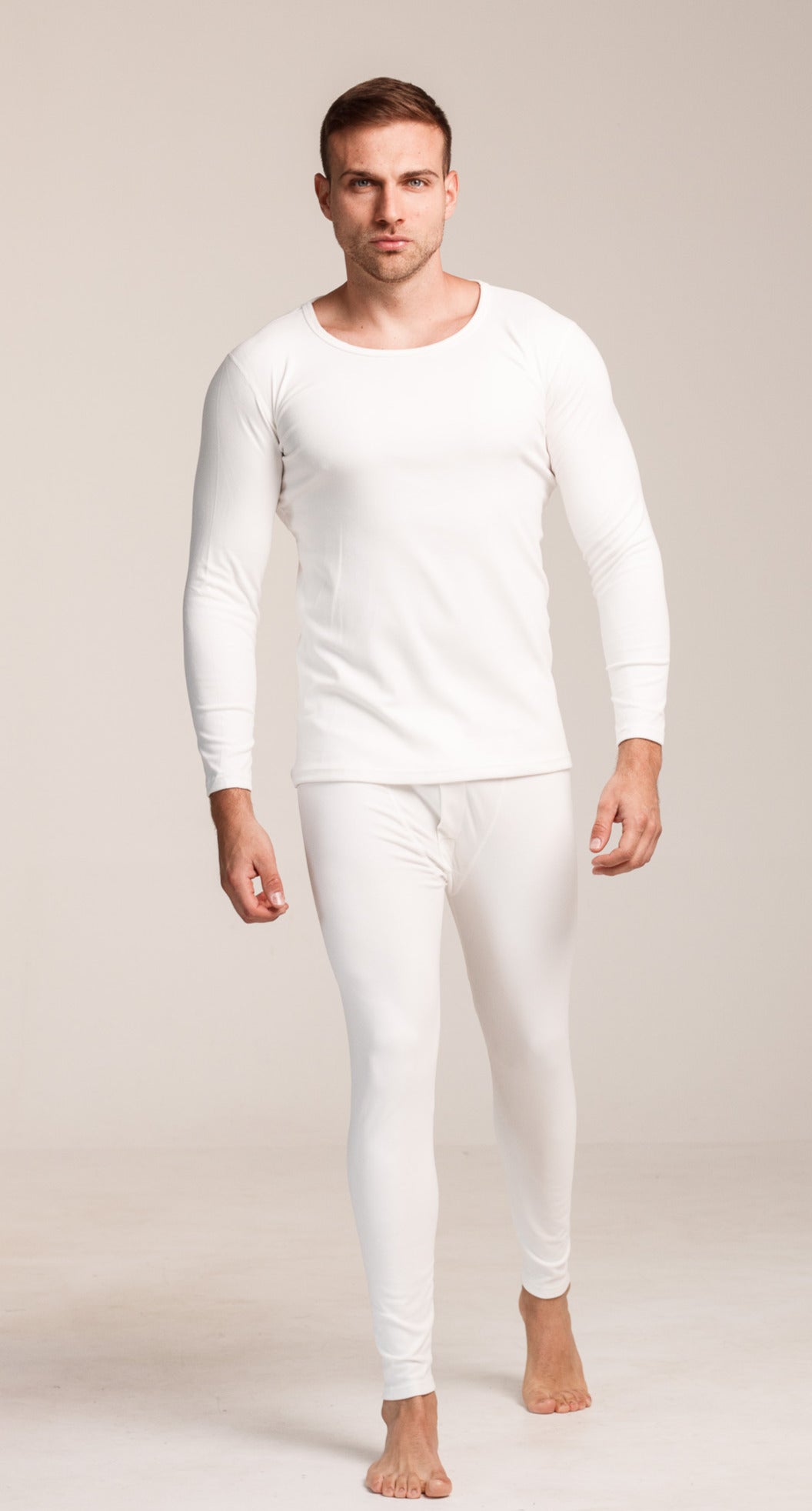Мъжки сет термо бельо THERMA MEN WHITE от две части блуза с дълъг ръкав и клин